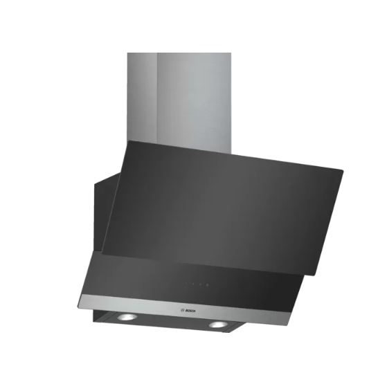 Bosch: Serie | 4 wall-mounted Inclined Hood, 60cm clear glass black printed DWK065G60M